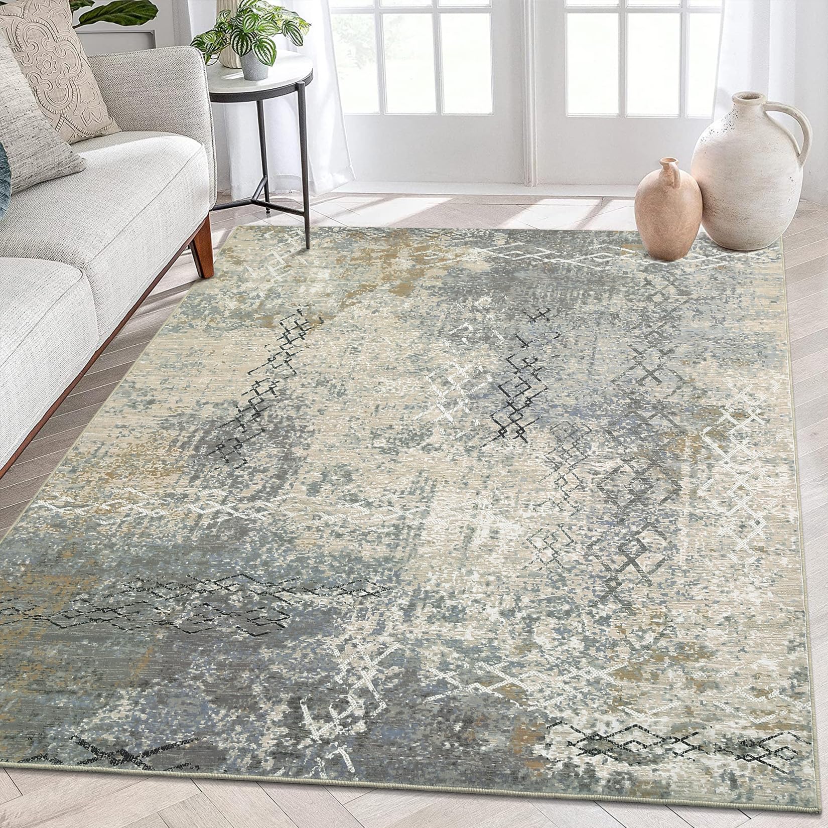 Gray Modern Abstract Area Rug hotsell 5x7 Geometric Living Room Carpet