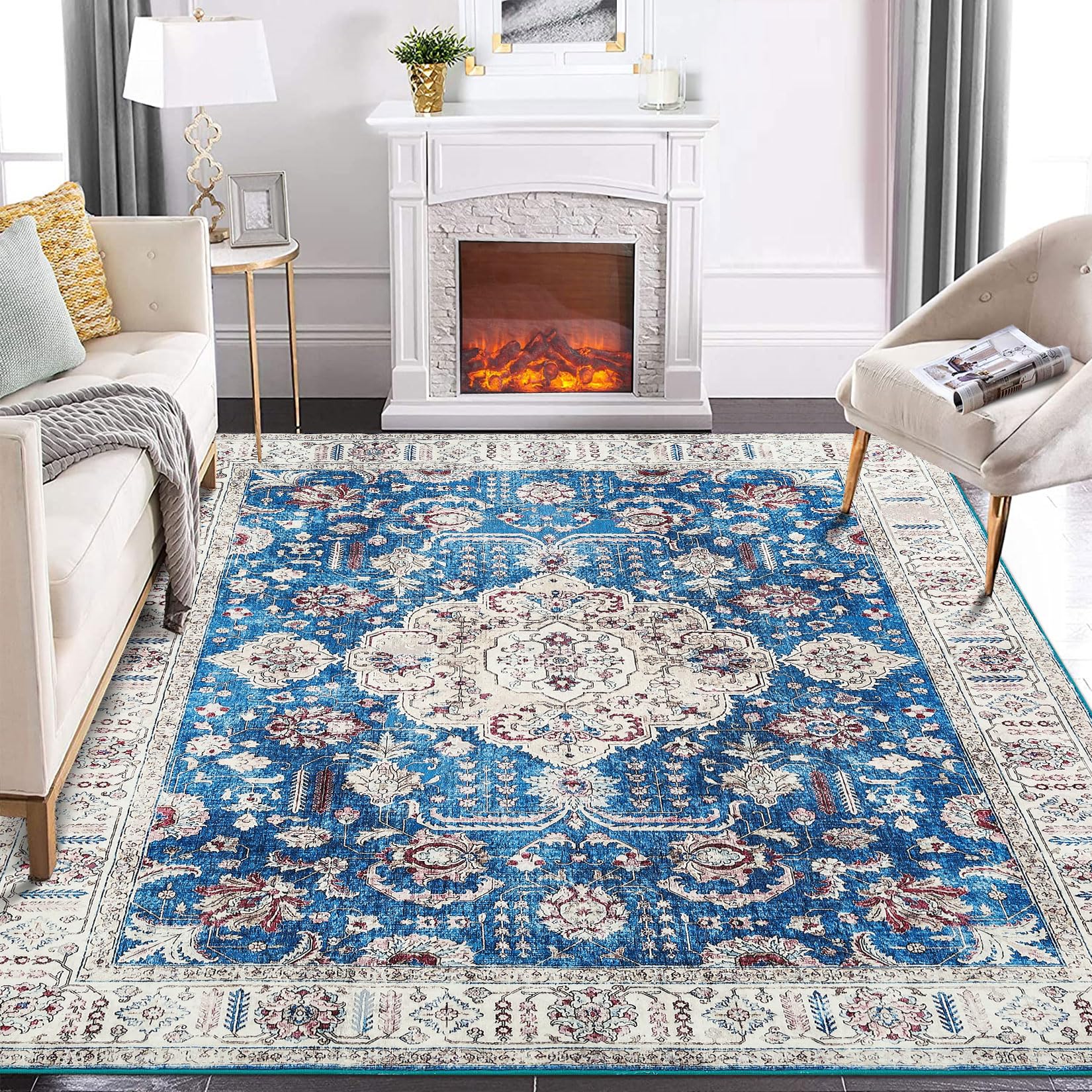 Dark Blue Border Carpet Home cheapest Modern Rugs Living Room Rug