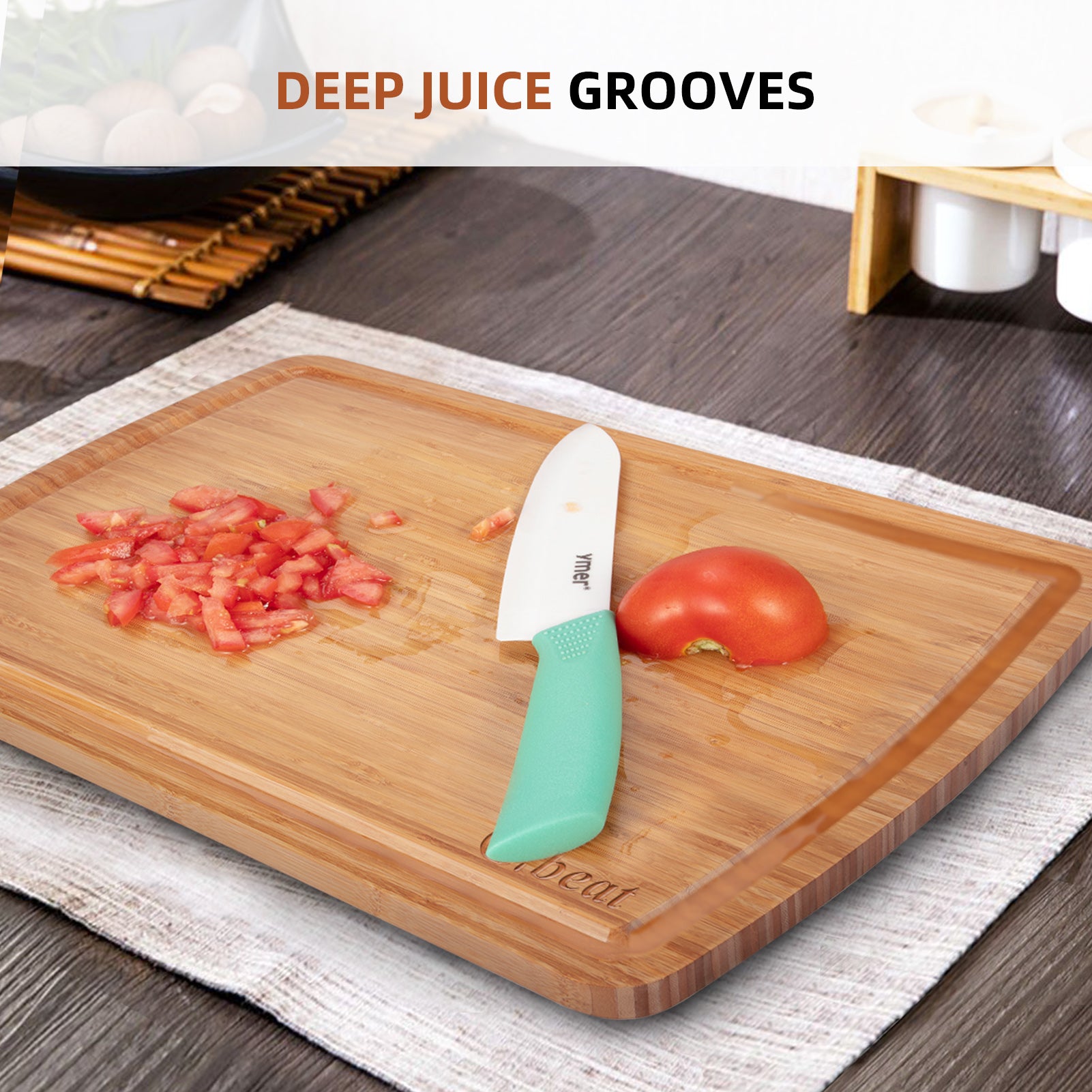 GARVEE Bamboo Cutting Board, 30 x 20 Inch Kitchen Chopping Board for Meat, Vegetables, Fruits, Bread, Cheese with Juice Groove