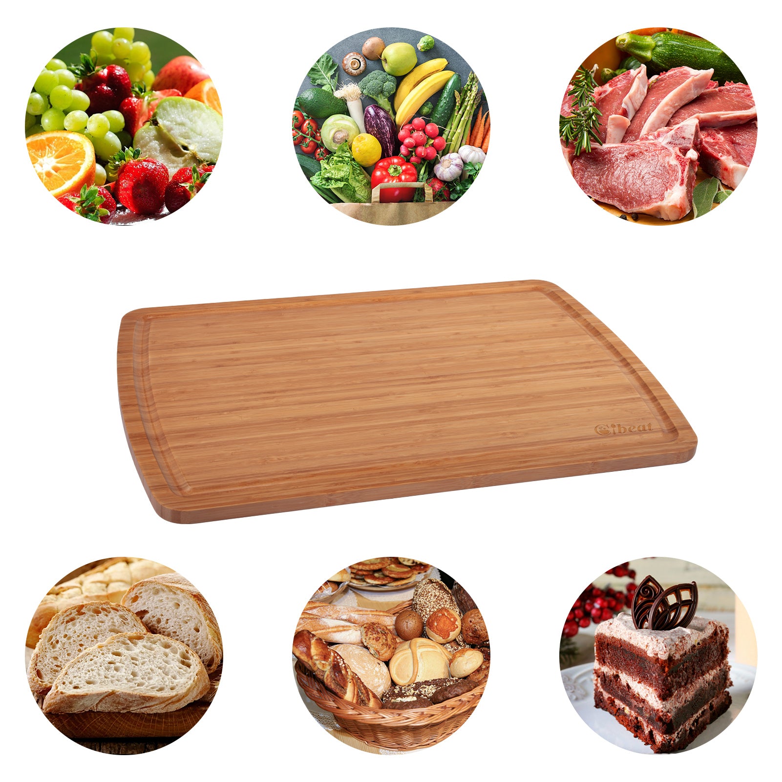 GARVEE Bamboo Cutting Board, 30 x 20 Inch Kitchen Chopping Board for Meat, Vegetables, Fruits, Bread, Cheese with Juice Groove