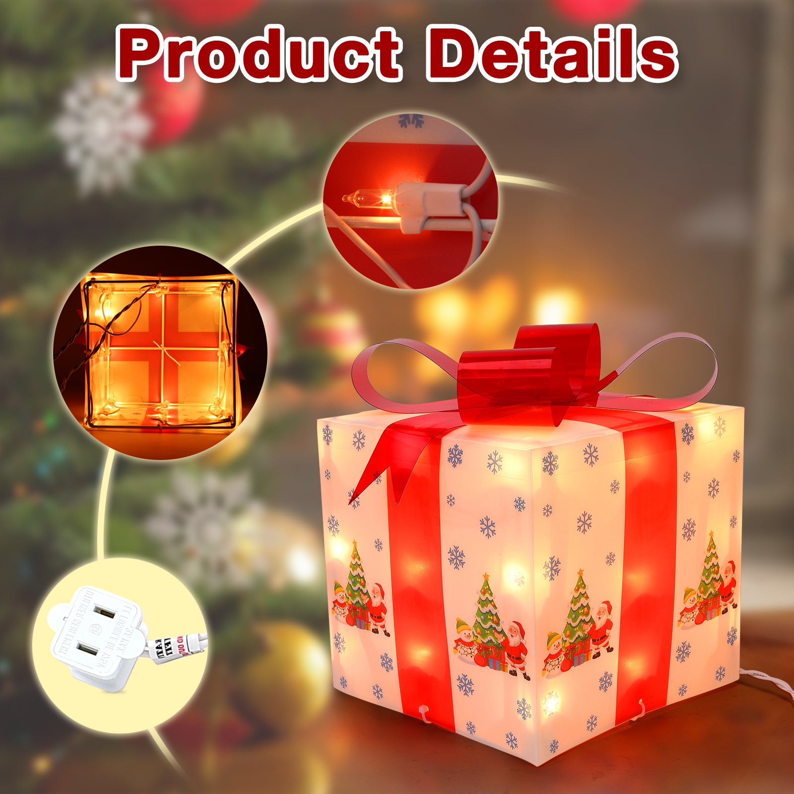 3Pcs Christmas Lighted Gift Boxes Decorations