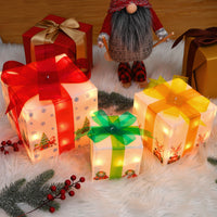 3Pcs Christmas Lighted Gift Boxes Decorations