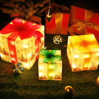 3Pcs Christmas Lighted Gift Boxes Decorations