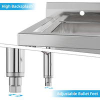 GARVEE Stainless Steel Utility Sink,39"x 17.6" x 33.7",3 Compartments Kitchen Sink with Drainboard,Suitable for Laundry Room,Kitchen,Garage,Backyard,Dining Room 3 Compartments One Size