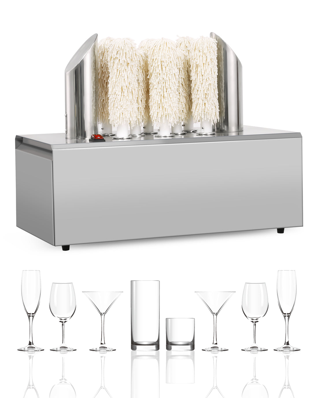 GARVEE Commercial Glass Polisher Electric Wine Glass Polishing Machine with 8 Polishing Cloth Washers Stainless-Steel Glass Washer for Bars, Restaurants, Hotels, Kitchen,Winery