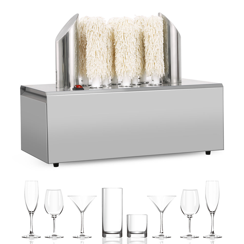 GARVEE Commercial Glass Polisher Electric Wine Glass Polishing Machine with 8 Polishing Cloth Washers Stainless-Steel Glass Washer for Bars, Restaurants, Hotels, Kitchen,Winery