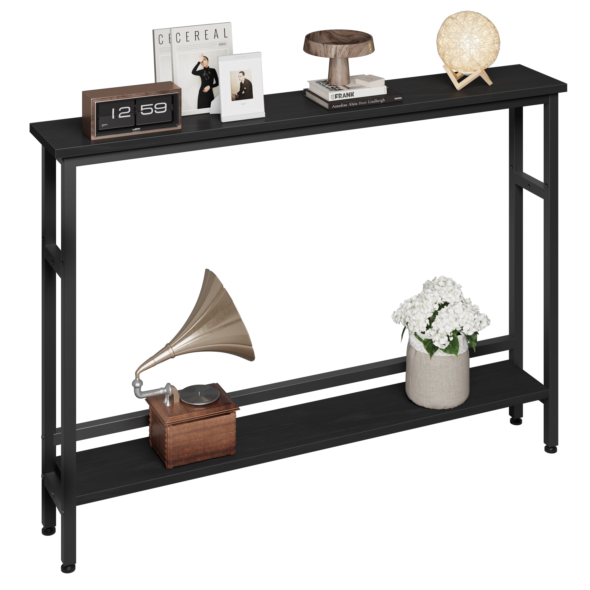 GARVEE Slim Console Table 5.9" Narrow Sofa Table, 2 Tier Skinny Console Table with Adjustable Shelf, Slim Behind Couch Table for Living Room, Entryway, Hallway, Foyer - Black