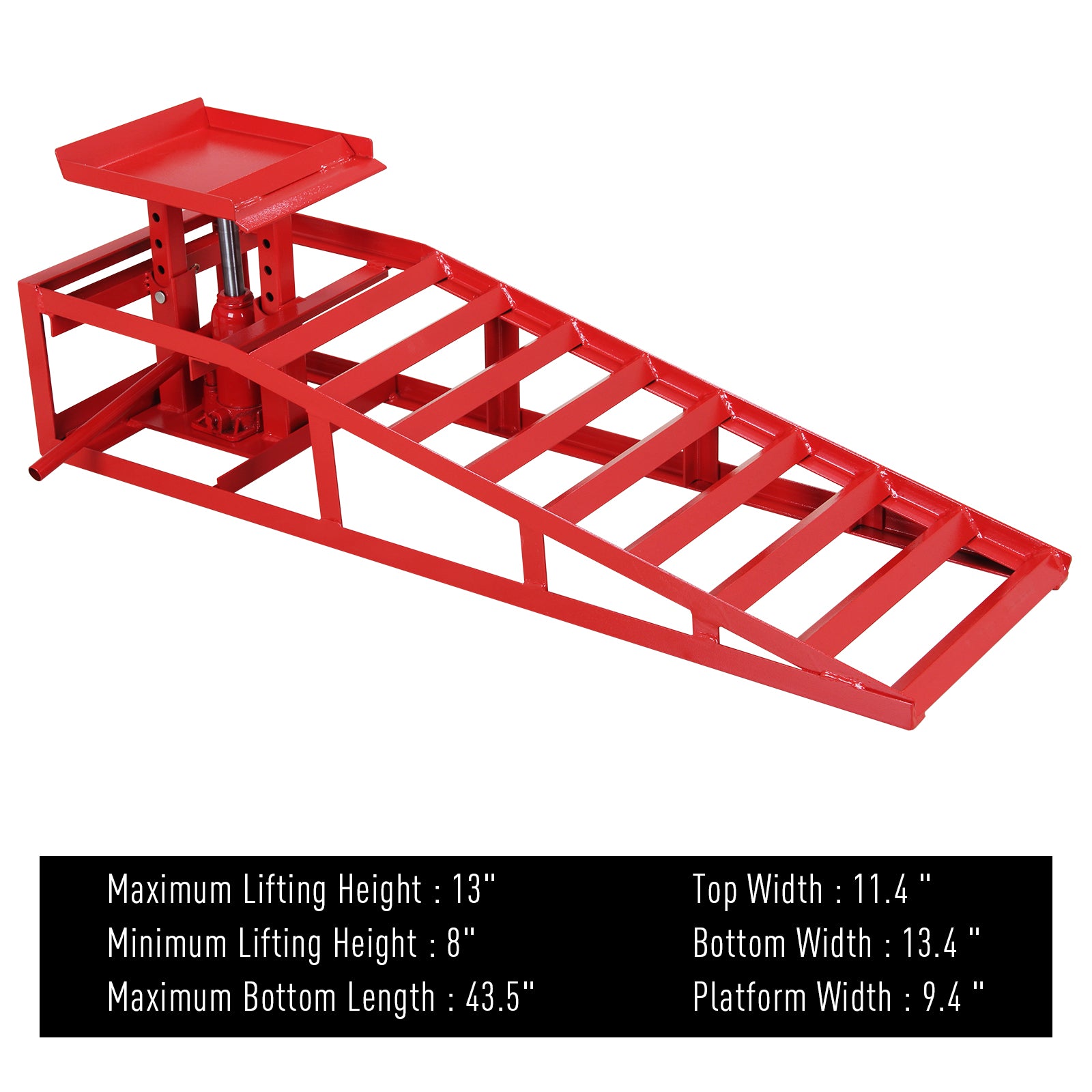 GARVEE 5T 10000lbs Hydraulic Auto Service Ramps, 1 Pack, Garage Red