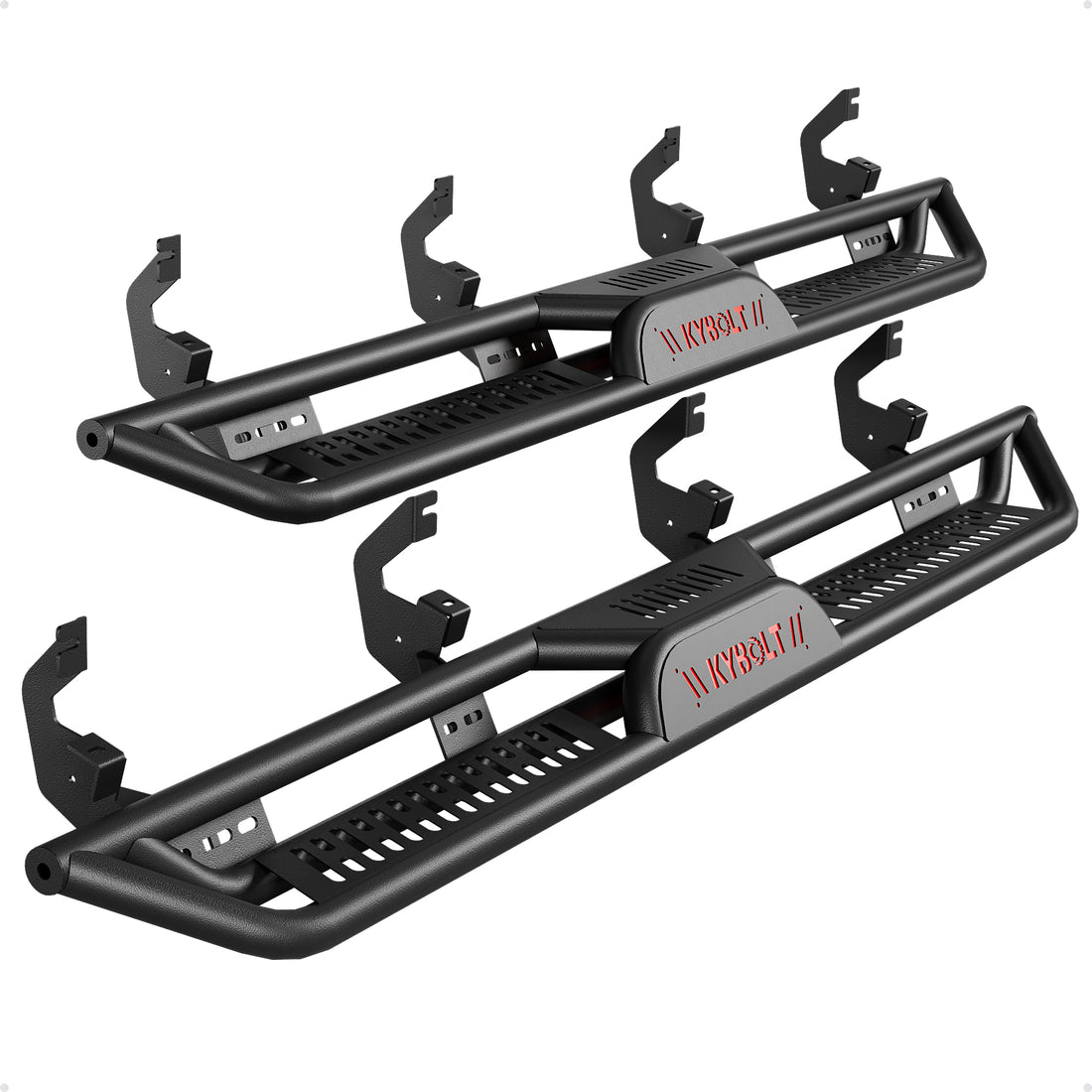 GARVEE Running Boards 6.5 Inches with Two Stairs Design Compatible with 2019-2024 Chevy Silverado/GMC Sierra 1500, 2020-2024 2500HD 3500HD Crew Cab(4 Full-Size Doors), Bolt-on Side Steps