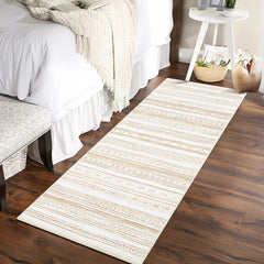 GARVEE Kitchen Rug 2x8 Runner for Hallways Machine Washable Boho Rug Non Skid Rubber Backing Mat for Bedroom & Laundry, Natural