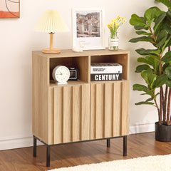 GARVEE Storage Cabinet 2 Doors, Modern Industrial Sideboard Buffet Cabinet with Adjustable Shelf, Wood Small Storage Cabinet for Living Room Dining Room Hallway Entryway