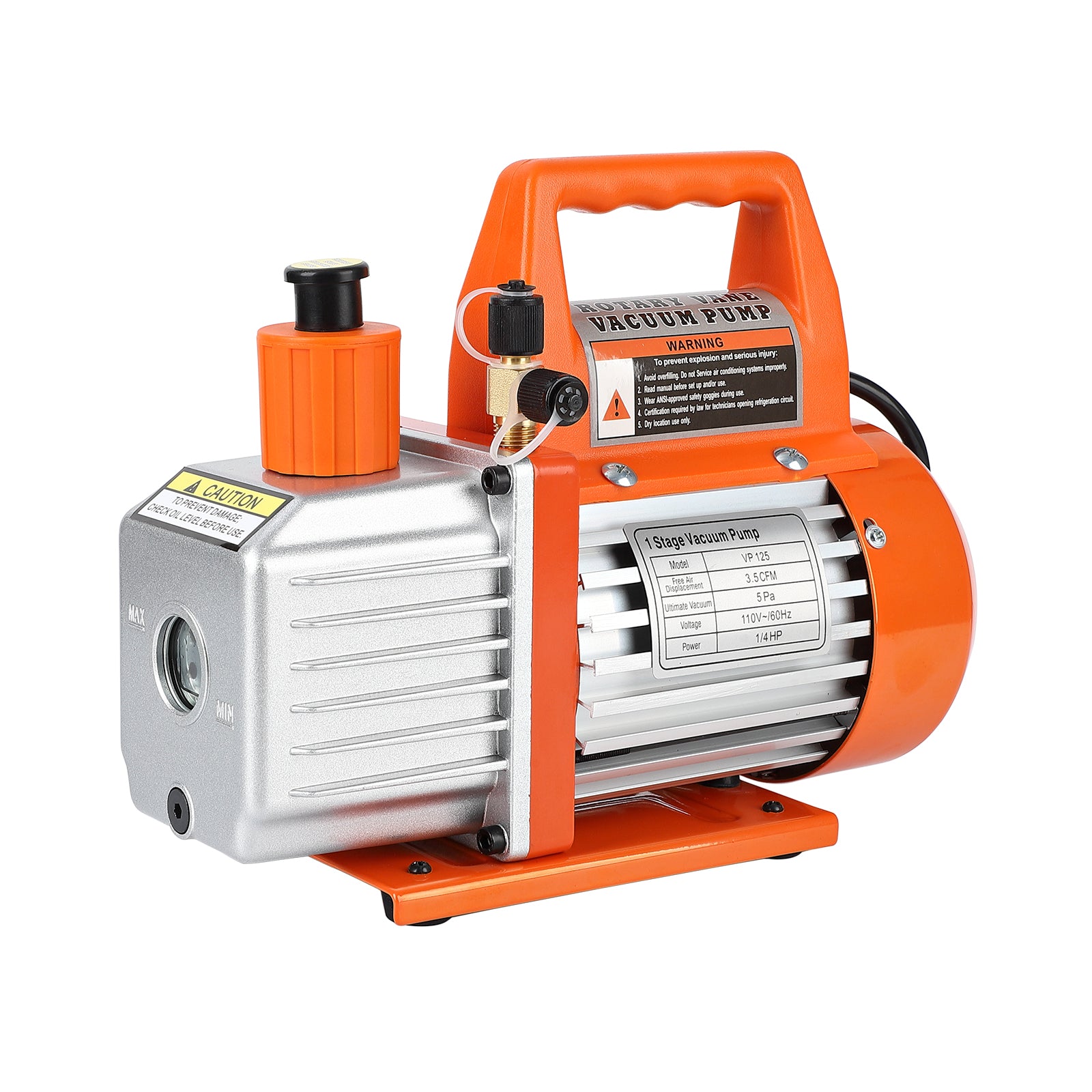 GARVEE 3.5CFM 1/4HP Single-Stage Rotary Vane Vacuum Pump Air Conditioner Refrigerant HVAC Tool with Oil Bottle for R12 R22 R134a R410a,for Resin Degassing, Refrigeration Maintenance, Vacuum Package