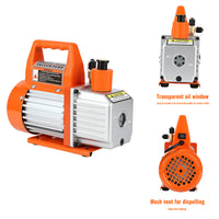 GARVEE 3.5CFM 1/4HP Single-Stage Rotary Vane Vacuum Pump Air Conditioner Refrigerant HVAC Tool with Oil Bottle for R12 R22 R134a R410a,for Resin Degassing, Refrigeration Maintenance, Vacuum Package