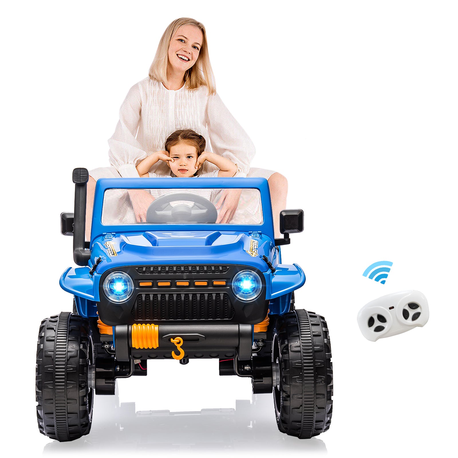 GARVEE 24V 2 Seater Ride On Truck Car For Kid age 3 - 8 years, w/Remote Control, 4-Wheeler Suspension, 4x55W Powerful Engine, 4WD Battery Powered, LED Lights, Soft Braking - Blue