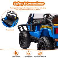 GARVEE 24V 2 Seater Ride On Truck Car For Kid age 3 - 8 years, w/Remote Control, 4-Wheeler Suspension, 4x55W Powerful Engine, 4WD Battery Powered, LED Lights, Soft Braking - Blue