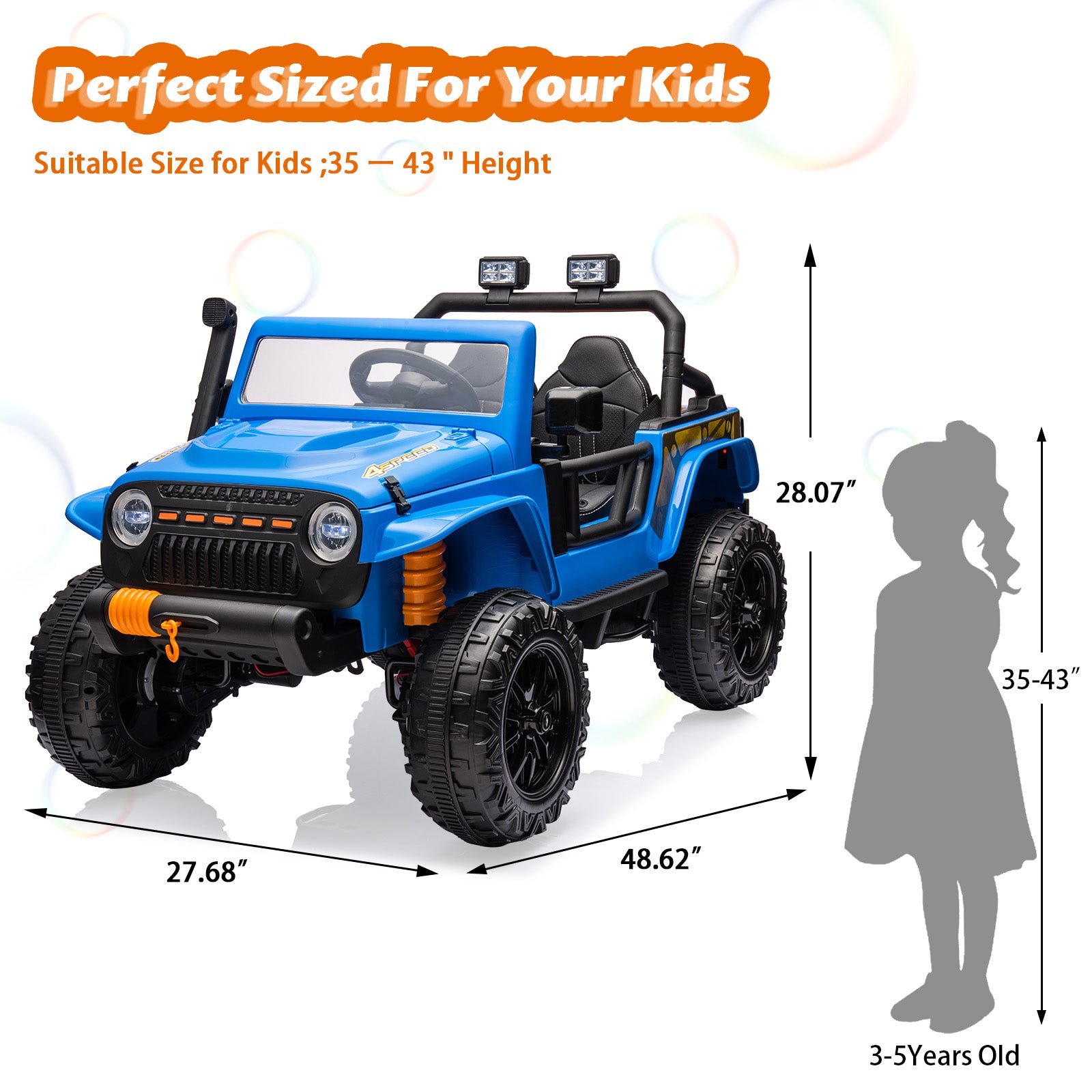 GARVEE 24V 2 Seater Ride On Truck Car For Kid age 3 - 8 years, w/Remote Control, 4-Wheeler Suspension, 4x55W Powerful Engine, 4WD Battery Powered, LED Lights, Soft Braking - Blue