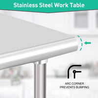 GARVEE Stainless 30x24x35 Inch Steel Work Table Heavy Duty with Caster Wheels Ideal for Food Prep Kitchen Restaurant Garage Commercial Use Silver