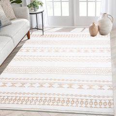 GARVEE Boho Area Rug 5 x 7 Machine Washable Rug Low Pile Farmhouse Rug Modern Geometric Area Rug Stain Resistant Area Rug for Living Room Bedroom Dining Room, 5' x 7' Beige