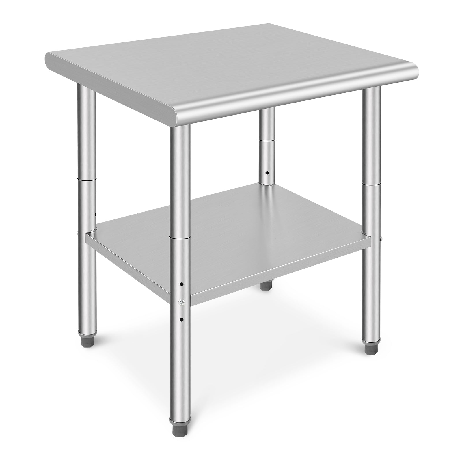 GARVEE Stainless Steel Food Prep Table, 30 x 24 x 35 Inches Heavy Duty Commercial Kitchen Metal Table with Adjustable Lower Shelf and Plastic Feet, Steel Work Prep Table for Restaurant Home Hotel