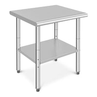 GARVEE Stainless Steel Food Prep Table, 30 x 24 x 35 Inches Heavy Duty Commercial Kitchen Metal Table with Adjustable Lower Shelf and Plastic Feet, Steel Work Prep Table for Restaurant Home Hotel