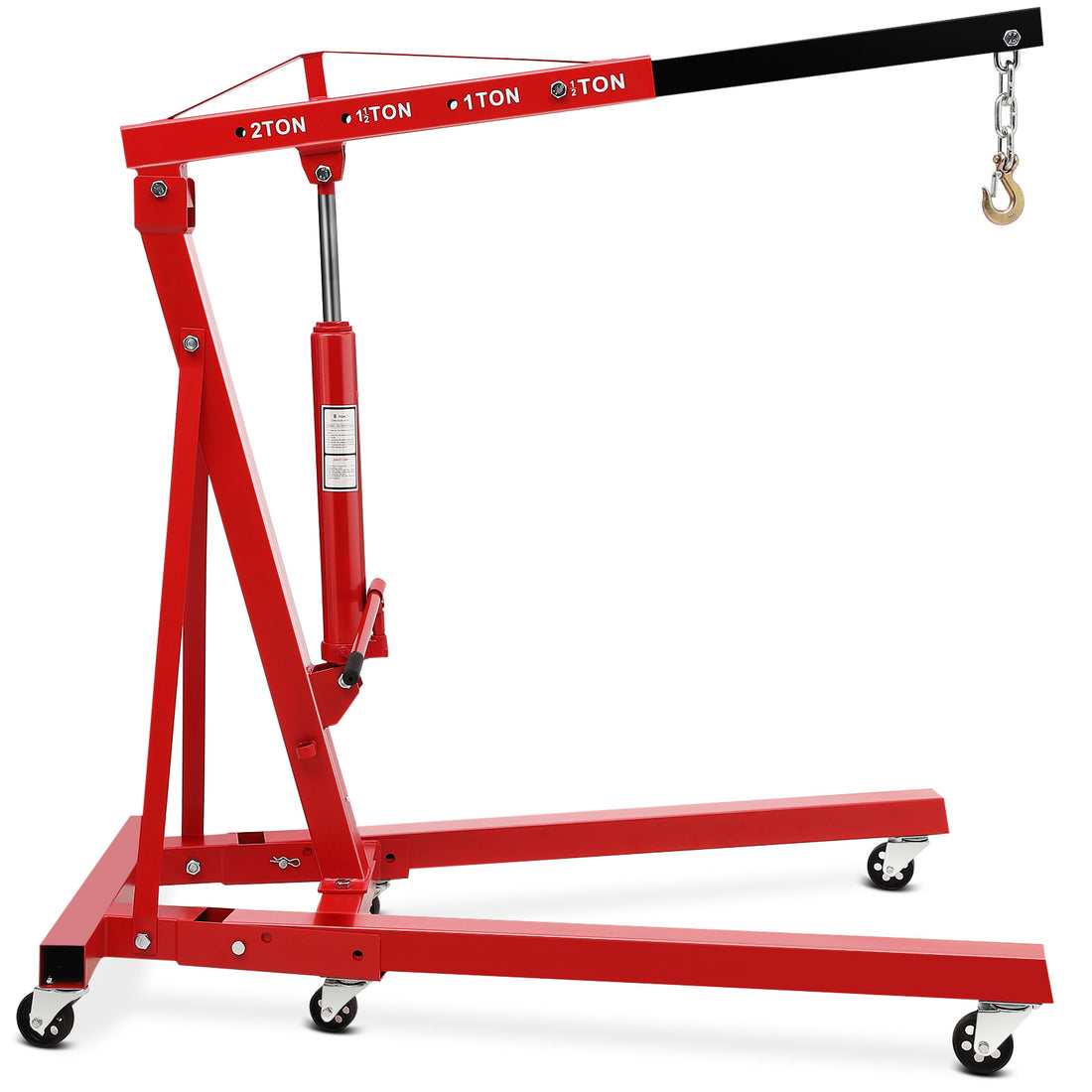 GARVEE Engine Hoist,2 TON 4000lbs Folding Hydraulic Car Engine Motor Crane Lifter,Cherry Picker with 6 Iron Caster Wheels - Red