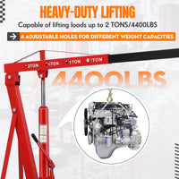 GARVEE Engine Hoist,2 TON 4000lbs Folding Hydraulic Car Engine Motor Crane Lifter,Cherry Picker with 6 Iron Caster Wheels - Red