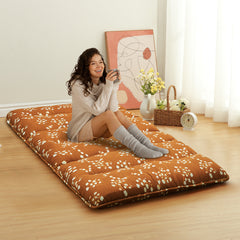 GARVEE Japanese Futon Mattress, Twin Size Futon Floor Mattress Japanese Style Floral Pattern Mattress for Floor, Tatami Mat, Sleeping Mattress Pad for Camping Travel, Bouquet