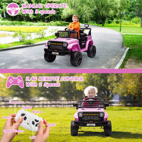 GARVEE 12V Kids Ride On Truck Electric Car Toy for Toddles with 2.4G Remote Control, Spring Suspension, Battery Display, LED Lights, Music, Battery Powered Ride on Car for Boys Girls (Pink)