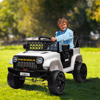 GARVEE 12V Kids Ride On Truck Electric Car Toy for Toddles with 2.4G Remote Control, Spring Suspension, Battery Display, LED Lights, Music, Battery Powered Ride on Car for Boys Girls(White)