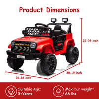 GARVEE 12V Kids Ride On Truck Electric Car Toy for Toddles with 2.4G Remote Control, Spring Suspension, Battery Display, LED Lights, Music, Battery Powered Ride on Car for Boys Girls(Red)