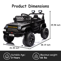 GARVEE 12V Kids Ride On Truck Electric Car Toy for Toddles with 2.4G Remote Control, Spring Suspension, Battery Display, LED Lights, Music, Battery Powered Ride on Car for Boys Girls(Black)