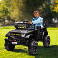 GARVEE 12V Kids Ride On Truck Electric Car Toy for Toddles with 2.4G Remote Control, Spring Suspension, Battery Display, LED Lights, Music, Battery Powered Ride on Car for Boys Girls(Black)