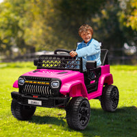 GARVEE 12V Kids Ride On Truck Electric Car Toy for Toddles with 2.4G Remote Control, Spring Suspension, Battery Display, LED Lights, Music, Battery Powered Ride on Car for Boys Girls(Rose Red)