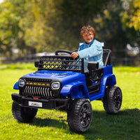 GARVEE 12V Kids Ride On Truck Electric Car Toy for Toddles with 2.4G Remote Control, Spring Suspension, Battery Display, LED Lights, Music, Battery Powered Ride on Car for Boys Girls(Dark Blue)