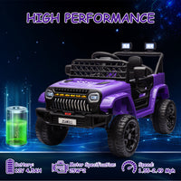 GARVEE 12V Kids Ride On Truck Electric Car Toy for Toddles with 2.4G Remote Control, Spring Suspension, Battery Display, LED Lights, Music, Battery Powered Ride on Car for Boys Girls(Purple)