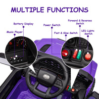 GARVEE 12V Kids Ride On Truck Electric Car Toy for Toddles with 2.4G Remote Control, Spring Suspension, Battery Display, LED Lights, Music, Battery Powered Ride on Car for Boys Girls(Purple)