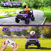 GARVEE 12V Kids Ride On Truck Electric Car Toy for Toddles with 2.4G Remote Control, Spring Suspension, Battery Display, LED Lights, Music, Battery Powered Ride on Car for Boys Girls(Purple)