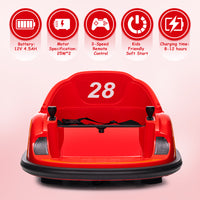 GARVEE 12V Kids Ride On Bumper Car Electric Vehicle for Toddlers Ride on Toy Bumping Car with Remote Control, Battery Display, 360°Spin, LED Lights, MP3, USB, Red