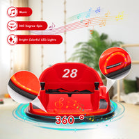 GARVEE 12V Kids Ride On Bumper Car Electric Vehicle for Toddlers Ride on Toy Bumping Car with Remote Control, Battery Display, 360°Spin, LED Lights, MP3, USB, Red