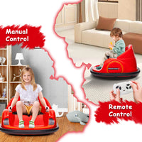 GARVEE 12V Kids Ride On Bumper Car Electric Vehicle for Toddlers Ride on Toy Bumping Car with Remote Control, Battery Display, 360°Spin, LED Lights, MP3, USB, Red