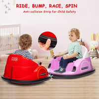 GARVEE 12V Kids Ride On Bumper Car Electric Vehicle for Toddlers Ride on Toy Bumping Car with Remote Control, Battery Display, 360°Spin, LED Lights, MP3, USB, Red