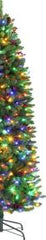 GARVEE 7.5 Ft Pencil Prelit Christmas Tree, Slim Xmas Tree with 200 Dual Color Led Lights, Metal Base, Tall Skinny Green Artificial Christmas Tree for Home Party Holiday Decoration