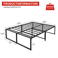 GARVEE 13.9 Inch Full Size Metal Bed Frame Heavy Duty Metal Platform with Steel Slat Support with Metal King Bed Platform with Wooden Headboard and Footboard Noise Free No Box Spring Needed