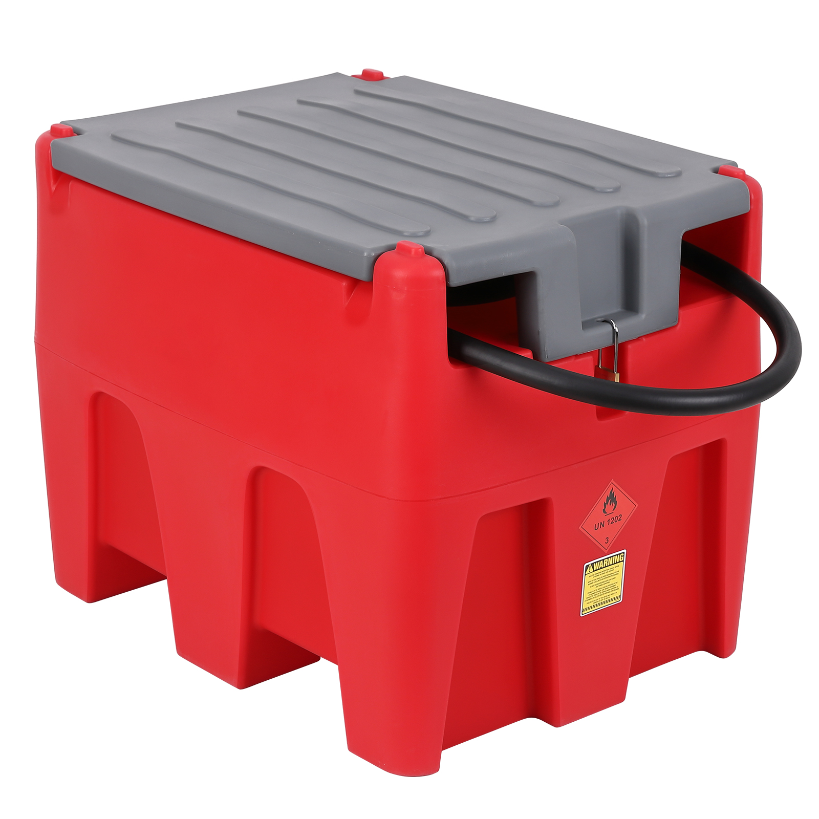 GARVEE Portable Diesel Tank, 53 Gallon Fuel Tank with 12V Electric Fuel Transfer Pump, 10 GPM Diesel Transfer Tank with Auto Fueling Nozzle & 360° Swivel Connector with 13.1ft Hose (Red, 53 Gal)