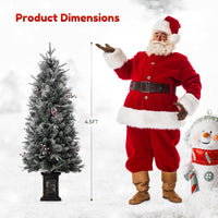 GARVEE 4.5FT Prelit Premium Snow Flocked Artificial Christmas Tree with 8 Mode Warm White LED, Mini Prelit Xmas Pine Tree for Christmas Decoration,Yard,Home,Office,Outdoor,Indoor, Snowflake Vintage Base-1PC