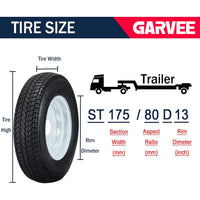 GARVEE Set of 2 Trailer Tires Rims 175-80 5 Lug  6PR White Spoke Wheel Load Range C