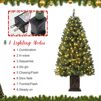 GARVEE 4.5 Ft Artificial Fiber Optic Christmas Tree, Pre-Lit Artificial Potted Xmas Tree with 300 Led Lights, 8 Lighting Modes, Includes Black Base,1PCS