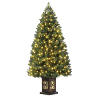 GARVEE 4.5 Ft Artificial Fiber Optic Christmas Tree, Pre-Lit Artificial Potted Xmas Tree with 300 Led Lights, 8 Lighting Modes, Includes Antique Urn Base, 1 PCS