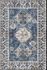 GARVEE Runner Rug 2x8 Feet Washable Non-Slip Vintage Medallion Hallway Runner, Stain Resistant Traditional Distressed Kitchen Mat Laundry Entryway Carpet Runner for Doorway Bedside, Blue