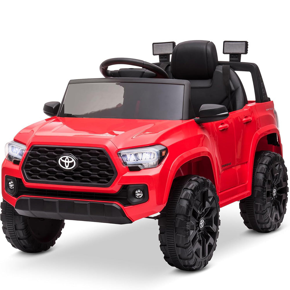 GARVEE 12V Toyota Tacoma Kids Car, Spring Suspension, with LED Light - Red